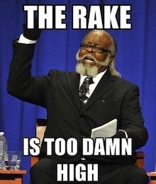 Die Rake ist einfach zu hoch The rake is too damn high