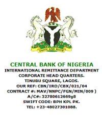 Ein gerne benutztes LogoQuelle: scambaiter.info Bank_of_Nigeria