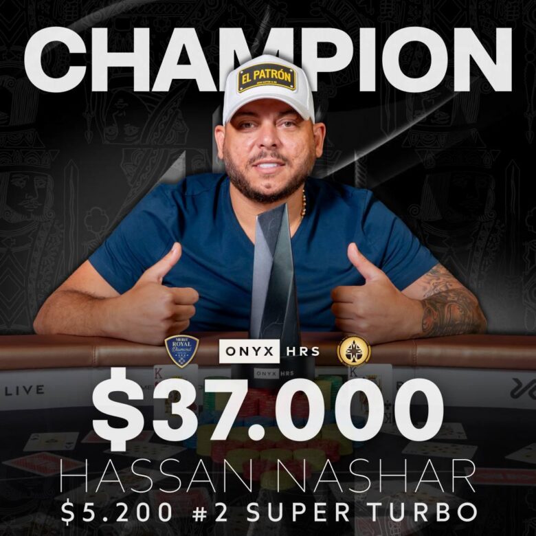Erste Trophäe der Serie im $5,200 Super Turbo mit 28 Entries. Nach einem Fünf-Wege-Deal gewinnt der senegalesische Geschäftsmann Hassan Nassar („El Patron“) $37K.