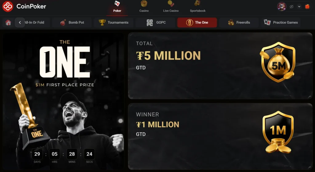 CoinPoker richtet für den neuen Millionaire Maker einen eigenen Bereich im Client ein.
