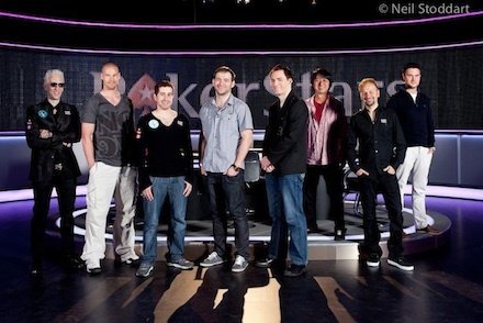 Die Finalisten: Grospellier, Antonius, Duhamel, Katchalov, Bonomo, Kagawa, Negreanu, ReinkemeierFoto: Neil Stoddart Finalisten des €100k Highroller-Turniers in Montecarlo 2012