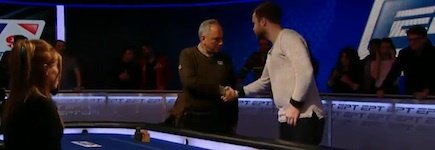 Shakehands vor dem Heads-Up beim Main-Event der EPT London zwischen Georgios Karakousis und Robin Ylitalo Shakehands vor dem Heads-Up beim Main-Event der EPT London