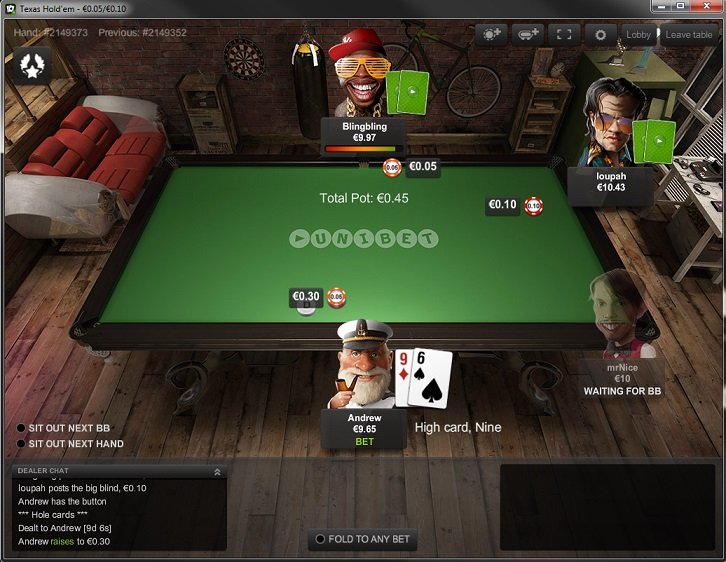 Altes Layout Unibet TableScreenUnibet