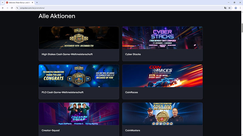 CoinPoker-Aktionsseite
