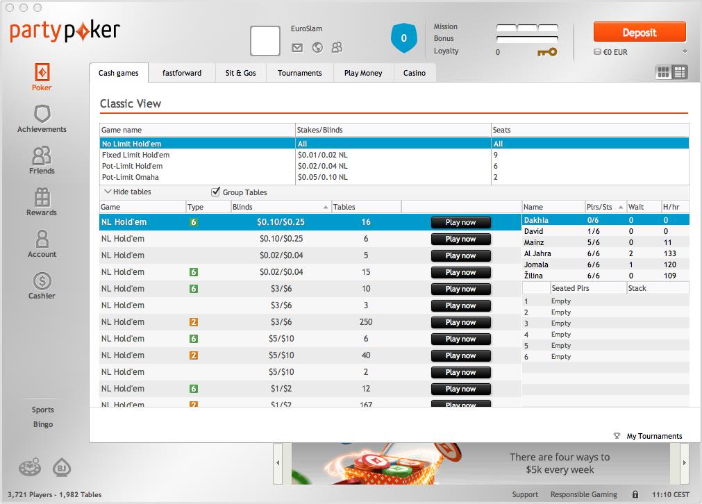 Partypoker Lobby