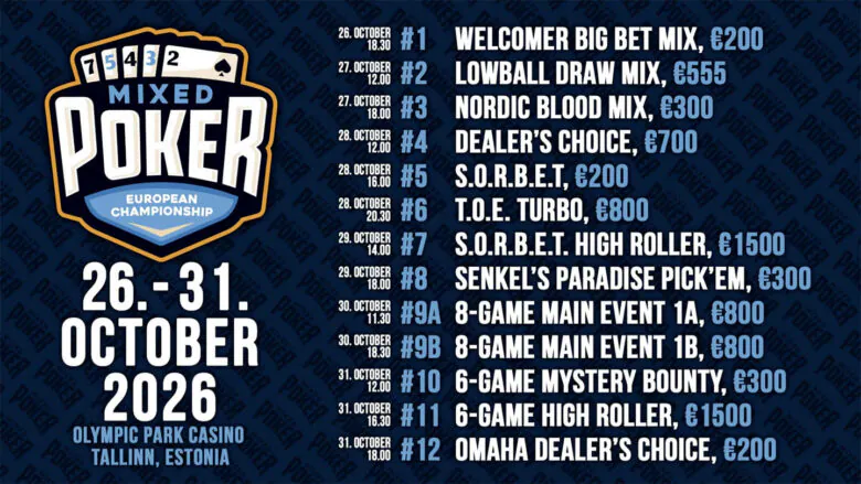 Die EMPC besteht aus 12 Mixed-Games-Turnieren mit Buy-ins von €200 bis €1.500.